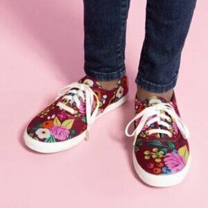 🆕 NIB/NWT | KEDS x RIFLE PAPER CO "Blossom" Burgundy Floral Canvas Lace Ups | 7